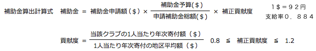 補助金算出計算式